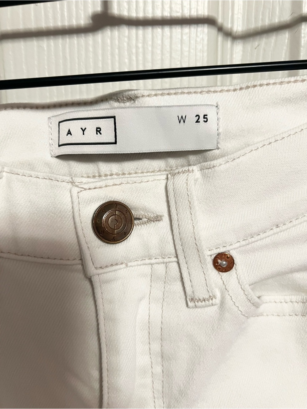 AYR Women's The bomb Pop Straight Leg Ankle White Denim Jeans Pant Sz 25 - Picture 6 of 10